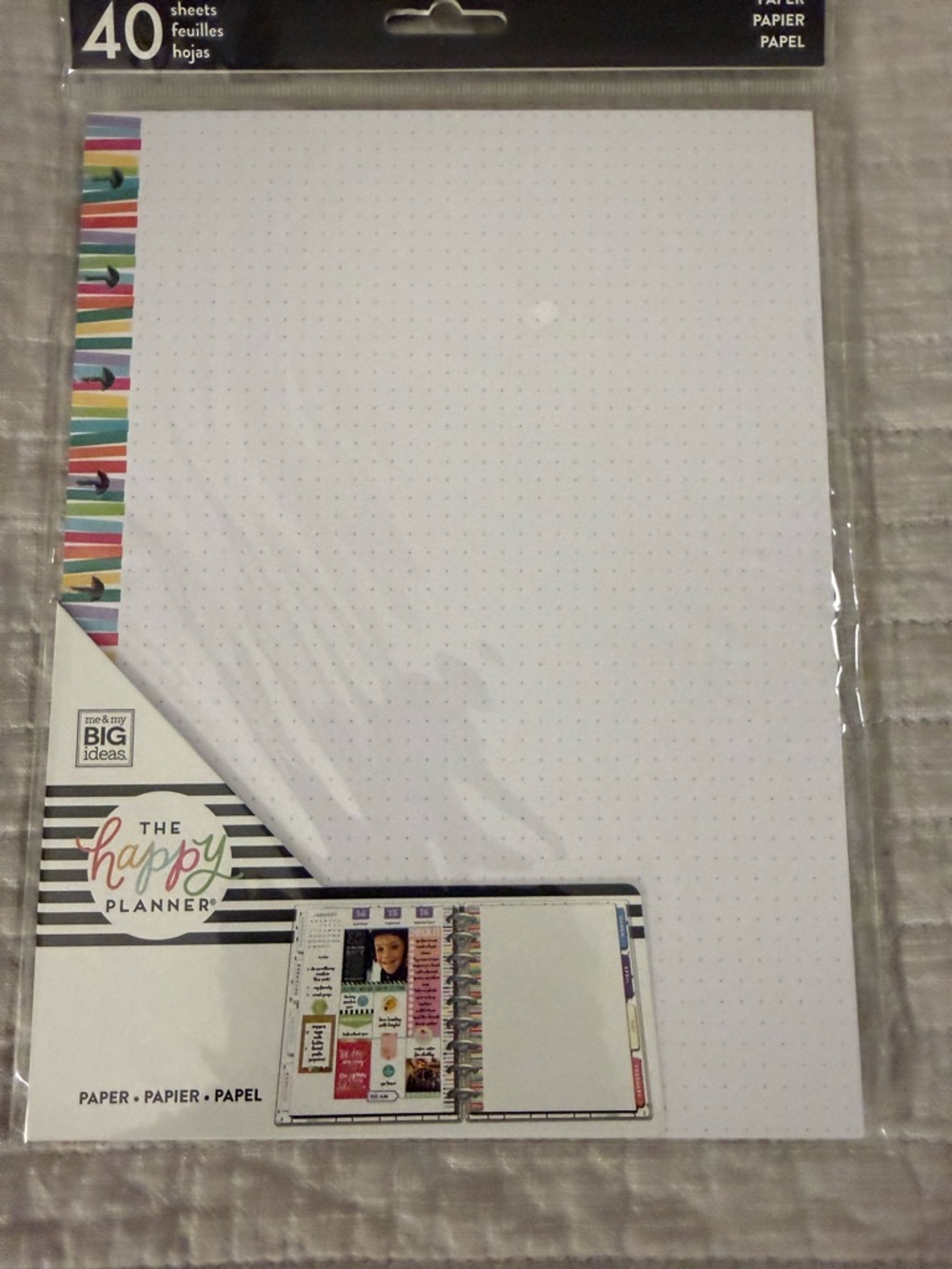 The Happy Planner Dot Grid 40 Sheet Paper Refill - White with Multicolor Edge